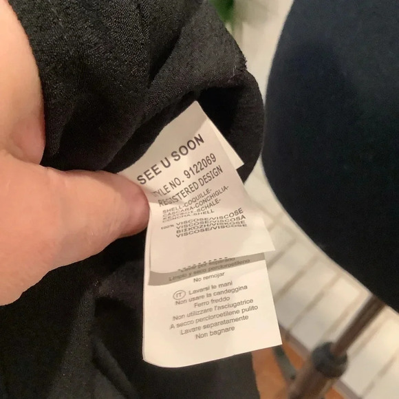 #340 See You Soon Black Dress with Tan Embroidered Sleeves and Front Size Medium - Picture 9 of 9